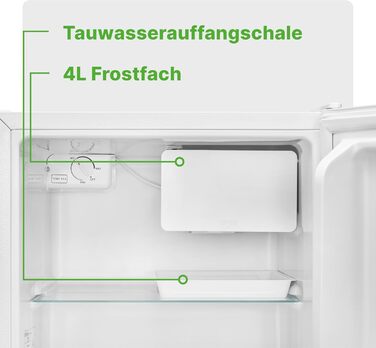 Міні-холодильник Bomann 45L з морозильною камерою: тиха кухонна/офісна/кемпінгова/геймінгова кухонна коробка, двері відкриваються зліва/справа, модель KB 7245, нержавіюча сталь (білий)