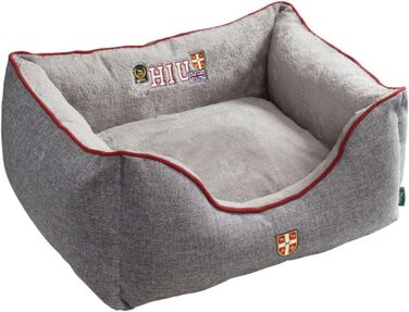 Диван-ліжко для собак HUNTER Hundesofa UNIVERSITY, сірий, розмір S. Зручне ліжко для собак у стилі коледжу, м'яке, з водовідштовхувальним покриттям, знімні подушки, підвищений борт, прання дозволено.