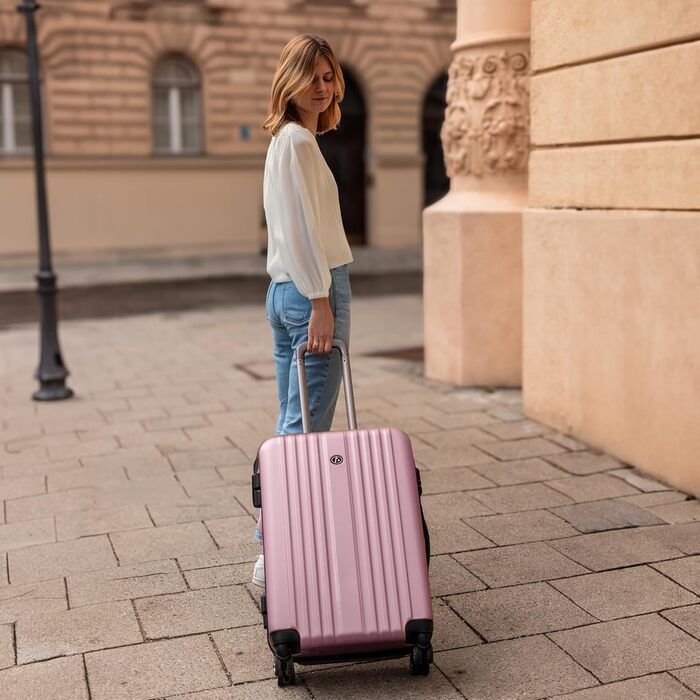 Набір валіз FERGÉ Toulouse 3 шт. з жорсткою оболонкою (ручна поклажа, L, XL) Рожевий колір, 100% ABS