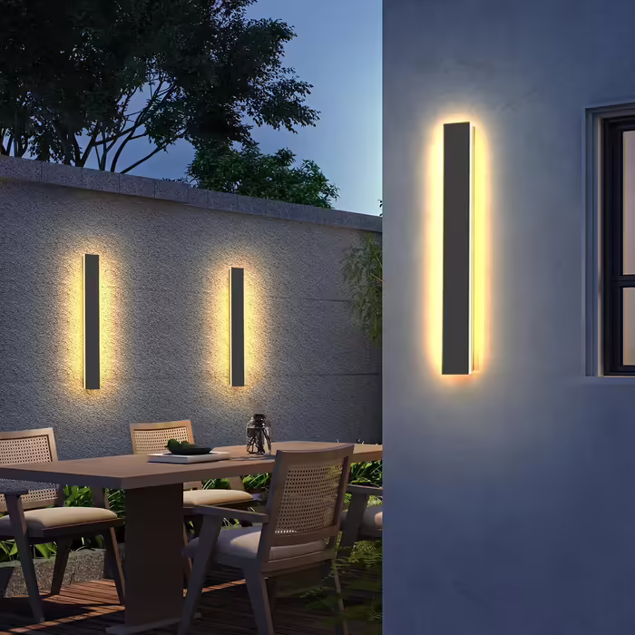 Long Villa Wall Lamp Black, Waterproof Outdoor Wall Light IP65, Aluminum Acrylic Outdoor Lamp for Gardens, Terraces, Bedrooms, Living Rooms, Indoors, 30cm/12w, Warm Light