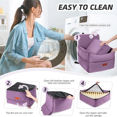 Автокрісло для собак маленьких та середніх порід, з кишенями для зберігання, поводок, посилене автоліжко для собак, підходить для заднього та переднього сидіння (Лілове)
