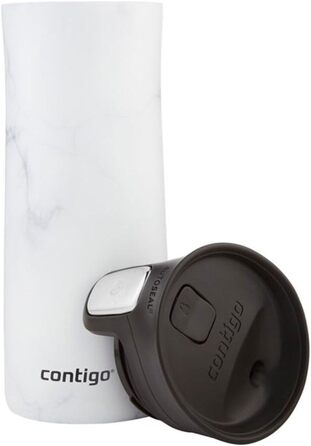 Термокружка Contigo Pinnacle Autoseal, 420 мл, нержавіюча сталь, з функцією Autoseal, не протікає, для кави з собою, BPA-free, білий мармур