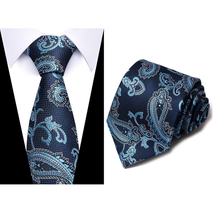 Чоловічий набір краваток (6 шт.) Jacquard: блакитні в смужку, з павлином, золотом та червоною квіткою