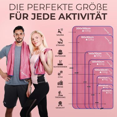 Рушник з мікрофібри NirvanaShape - туристичний, пляжний, спортивний (120x60 см, коралловий/блакитний)