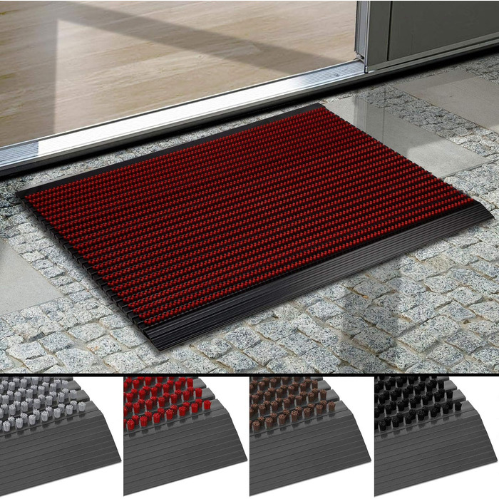 Килимок для вхідних дверей Floordirekt Power Brush, грязезахисний килимок для вулиці та приміщення, червоний, 40 x 60 см