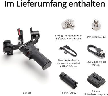 Стабілізатор DJI RS 3 Mini: 3-осьовий Gimbal для Canon/Sony/Panasonic/Nikon/Fujifilm, до 2 кг, Bluetooth, вертикальна зйомка