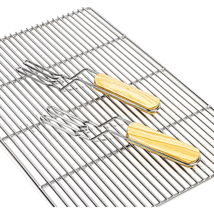 Решітка для гриля BBQ, 54x34 см, з нержавіючої сталі, з ручками, для газових та купольних грилів