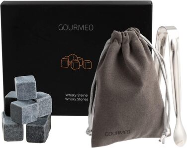 Набір камінців для віскі GOURMEO 9 - 9 шт. з нержавіючої сталі, з щипцями - аксесуар для віскі