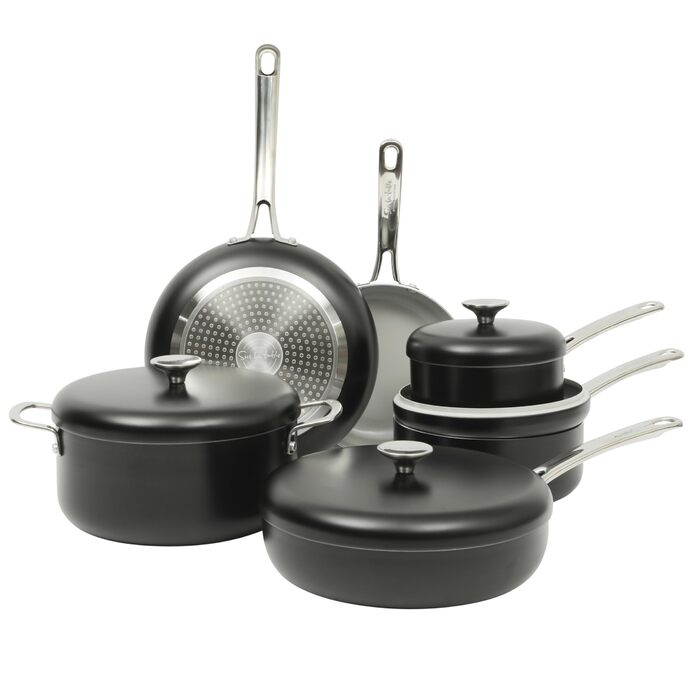 Набір посуду Sur La Table Kitchen Essentials 10 предметів: каструлі та сковороди з титано-керамічним антипригарним покриттям, індукція, без PFA