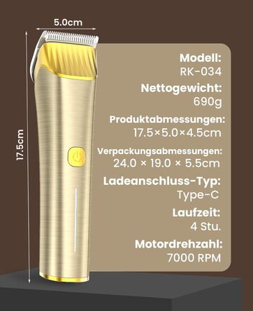 Машина для стрижки коней Oneisall бездротова, потужна, 7000 обертів, для густого та сплутаного волосся, чорна