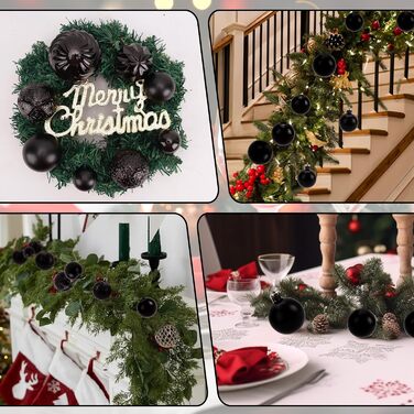 40 шт. прозорих новорічних кулі з кришкою, 6 см, прикраси для ялинки, вікна, інтер'єру та екстер'єру, чорний + золотий (різні дизайни)