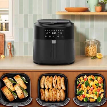 Аерофритюрниця XXL 9л Heißluftfritteuse 2350W з 9 програмами, LED дисплеєм, підтриманням тепла, металевим внутрішнім простором для сімейних страв