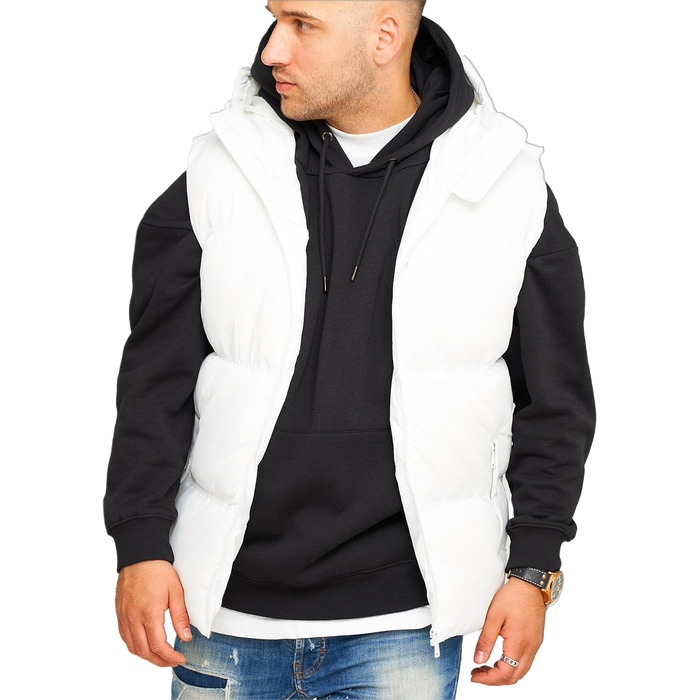 Чоловіча тепла жилетка з капюшоном, стеганий пуховик J17 (L, білий)