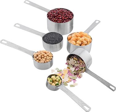Viwehots Measuring Cups and Spoons, 14 Piece, 18/8 Stainless Steel Measuring Cups and Spoon Set, 6 Metric Measuring Cups and 7 Spoons, 1 Level, Dry Measuring Cups and Spoon Set for Baking and Kitchen