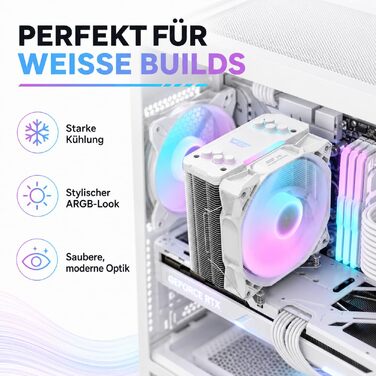 Кулер для процесора darkFlash Z4Pro Mist, 120 мм, TDP 200W, 4 теплові трубки, ARGB PWM, білий (Intel LGA115x/12xx/17xx, AMD AM4/AM5)