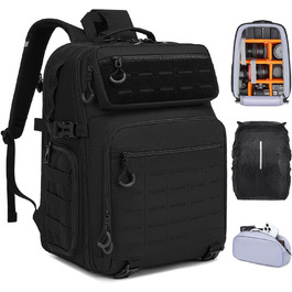 Рюкзак для камери FRETHIND: водонепроникний фоторюкзак для Canon, Nikon, Sony, дрона, об'єктива та ноутбука (з дощовиком), чорний