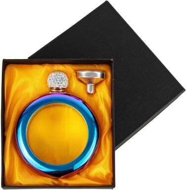 Браслет-фляжка TOPTIE з кришталевою кришкою зі сталі 100 мл, райдужний колір — стильний аксесуар для вечірок та подарунок