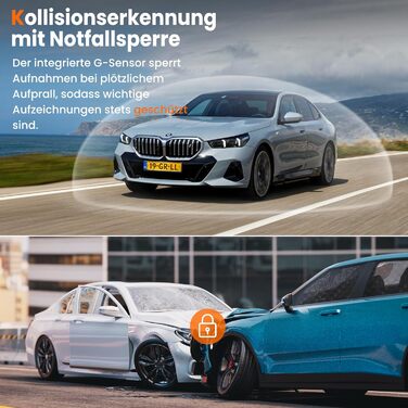 Відеореєстратор Faas Dashcam Auto Vorne & Hinten: 4K Dual, 64GB MicroSD, G-сенсор, час затримки, нічне бачення, режим паркування, циклічна запис – Чорний