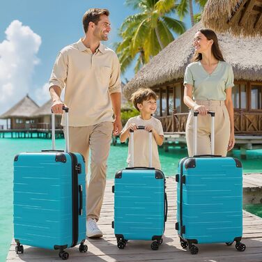 Валіза COOLIFE з ABS пластику, розширювана, з TSA замком та 4 колесами, туркіс-зелена, для ручної поклажі