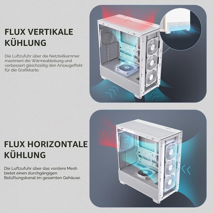Корпус для ПК Antec Flux Midi Tower, чорний/білий, Gaming Case