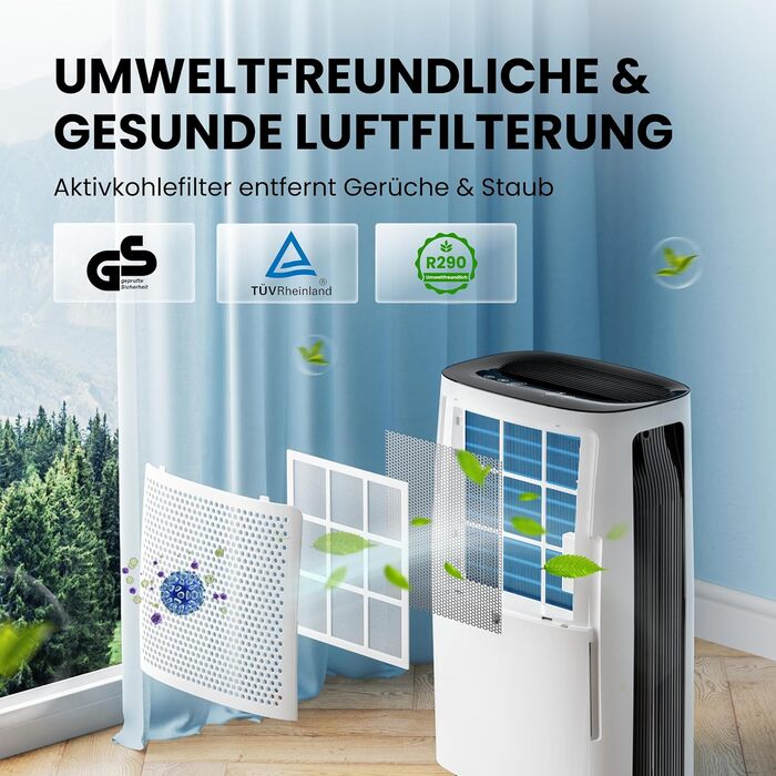 Електричний осушувач повітря 25л/день, 50㎡, з керуванням через додаток та сенсорною панеллю, для підвалу, бак 3.7л, злив по шлангу, 47dB, таймер 24г, захист від дітей, 3 роки гарантії