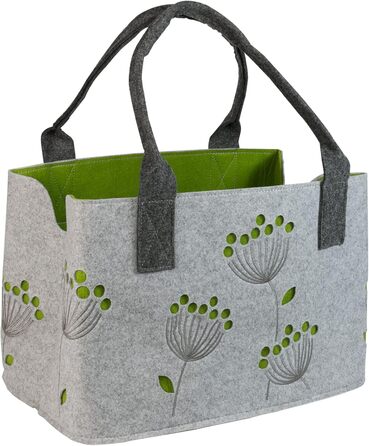 GILDE Felt Bag Dillblüte (Dill Flower), 41 cm, Shopping Bag/Wooden Bag/Beach Bag - tear-resistant & carries a lot of weight - safely cushions your purchases and has plenty of storage space (Light Grey)
