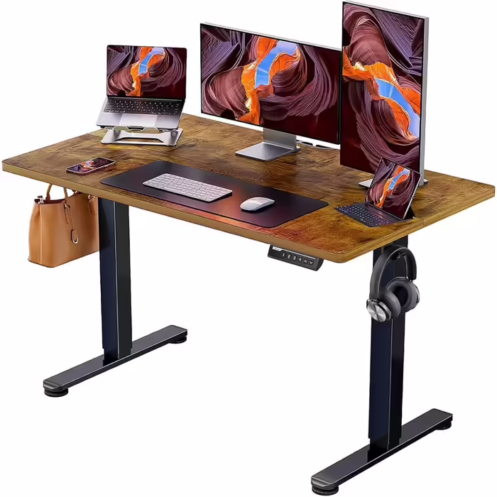 ErGear Height Adjustable Desk 120 x 60cm Height Adjustable Electric Ergonomic Standing Desk/Sitting Desk Computer Desk for Home Office with 4 Memory Control (Vintage Brown) 120*60 cm Vintage Brown