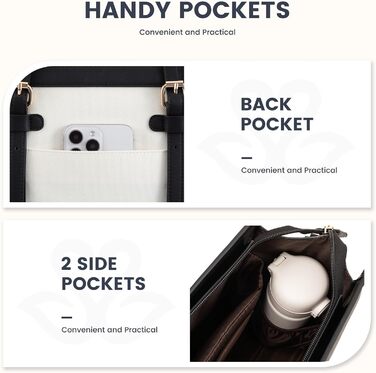 Сумка для ноутбука LOVEVOOK жіноча, сумка-шопер для роботи, університету, офісу, 17.3 дюйми (чорно-біла)