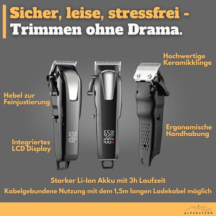 Професійна тиха машинка для стрижки собак, котів та коней – тримає щільне хутро. Машинка для стрижки собак, триммер, вистригувач. 3 години роботи від акумулятора