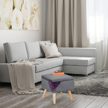 Оксамитовий табурет Relaxdays з місцем для зберігання