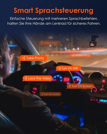 Автомобільний відеореєстратор VANTRUE E1 2.7K Wi-Fi GPS, 2.5K 1440P/60FPS, керування голосом та пультом, нічне бачення HDR, паркувальний режим 24/7, кут 160°, до 512ГБ