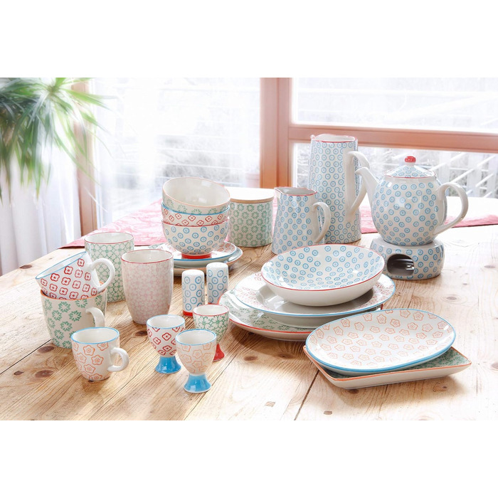 Bloomingville Krug Emma Retro Pitcher Milk Vintage Water Carafe ø 13.5 H 22.5 cm, blue, Ceramic, holds approx. 2000 ml