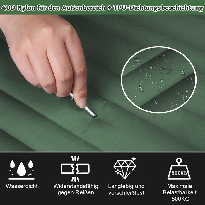 MILFECH Килимок для кемпінгу самонадувний, 14 см, з інтегрованими подушками та насосом для ніг, ультралегкий, водонепроникний, для відпочинку на природі, туризму, зелений