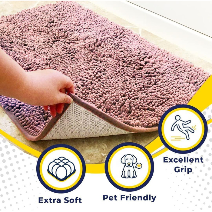 Килимок для дому Muddy Mat® з мікрофібри, швидковисихаючий, антиковзний, 19'x30' (61 x 91 см), світло-рожевий
