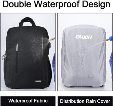 CADeN Рюкзак для фотокамери, водонепроникний, захист від крадіжок, відділення для ноутбука 15.6'', USB-порт, для DSLR Canon Nikon Sony