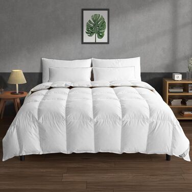 Ковдра BedStory пухова 155x220 см, всесезонна, 1535 г пуху та пера, 100% бавовна, сертифікати Oeko-TEX і RDS, наповнення 450 г/м²
