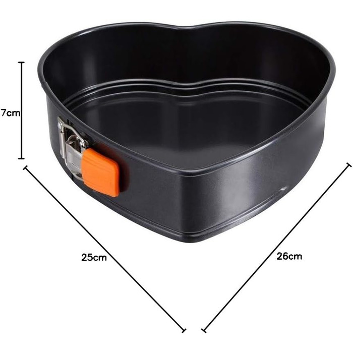 Форма-серце для випічки Le Creuset, антипригарна, 24,8×23,8×6,9 см, сталева, для кислого тіста, антрацит/помаранчева