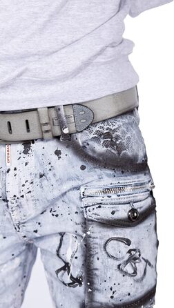 Чоловічі джинси Cipo & Baxx Iceblue Slim Fit 31W/34L з потертостями та стразами