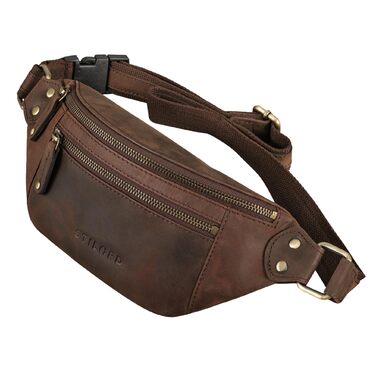 STILORD Orson: Чоловіча/Жіноча поясна сумка на пояс з натуральної шкіри STILORD – надійний захист від крадіжки, водонепроникність, регульований ремінь, колір: коричневий (Zamora)