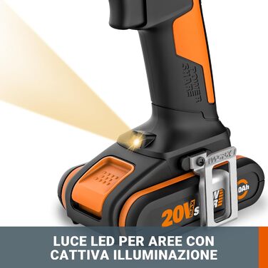 Акумуляторний дриль-шурупокрут WORX WX108 20V – універсальний інструмент для свердління та закручування, 20+1 момент затягування, 10 мм патрон, 2x2Ah акумулятори та зарядний пристрій