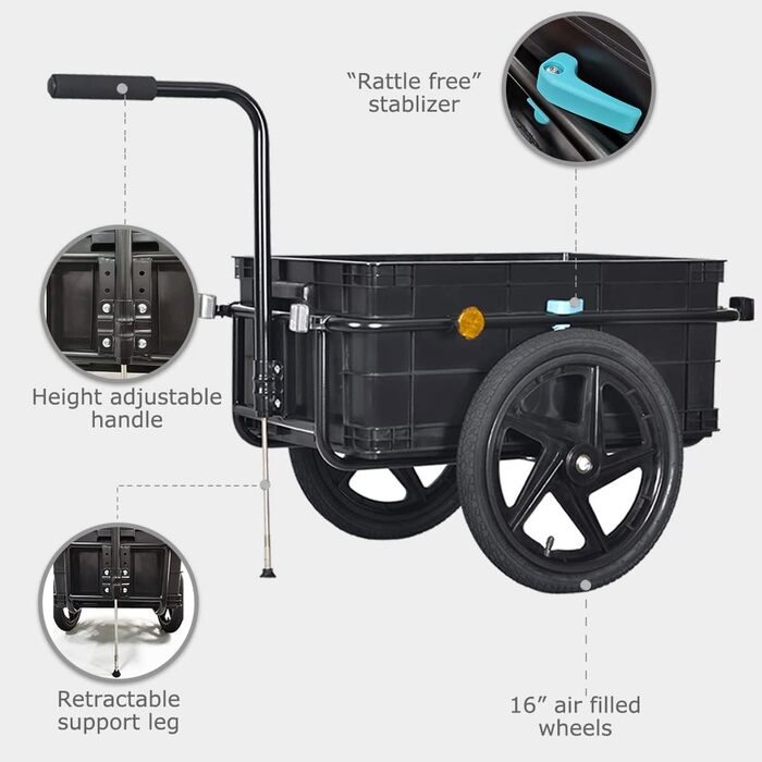 Причіп для велосипеда Tiggo VS Plus з вантажною коробкою 70 літрів (також handwagen)