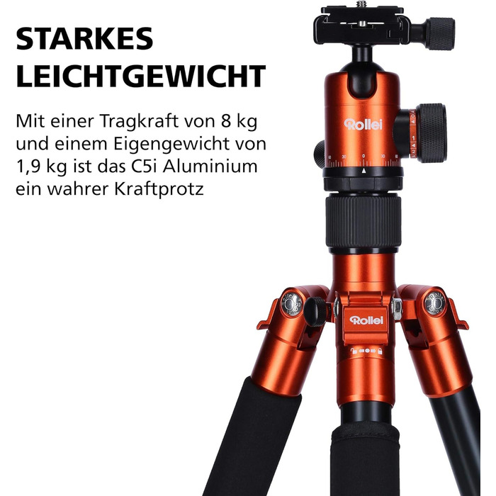 Штатив Rollei C5I Orange: легкий, алюмінієвий, для макрозйомки та подорожей | Monopod