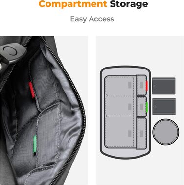 Рюкзак для камери K&F Concept, сумка через плече, фотосумка, чорний (M)