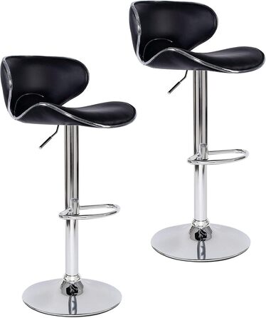 Dibea 2-Piece Swivel Bar Stools - Adjustable Height, 130kg Capacity, Black - Model 1 (Model 6)