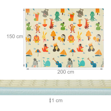 Relaxdays Foldable Play Mat Animals, Road, ABC