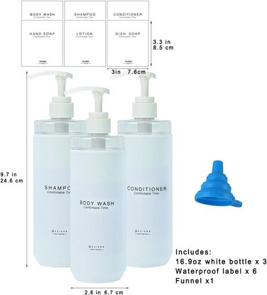 Набір дозаторів для душу Goyiseе, 3 шт. з пластику сірого кольору для мила та шампуню, аксесуари для ванної кімнати