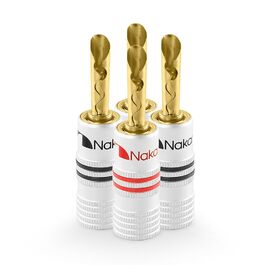 Позолочені бананові роз'єми Nakamichi 24K для акустичних кабелів 12-18 AWG, 4 мм, для підсилювачів, Hi-Fi ресиверів та домашніх кінотеатрів, 4 шт (2 пари)