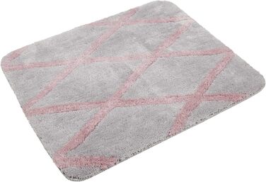 Homie Living Badteppich, Bath Mat, fluffy, soft pile, non-slip and washable, San Bosa (55 x 65 cm, Grey Pink) Grey Pink 55 x 65 cm