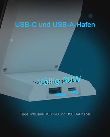 Бездротовий зарядний пристрій NANAMI 30W USB-C з індукційним підсвічуванням, 2-в-1 для iPhone та Samsung