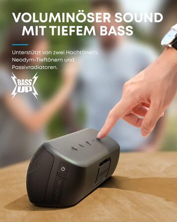 Soundcore Motion+ Портативна Bluetooth Колонка HiFi 30W, Глибокий Бас, IPX7, 12h, USB-C, App, Чорний